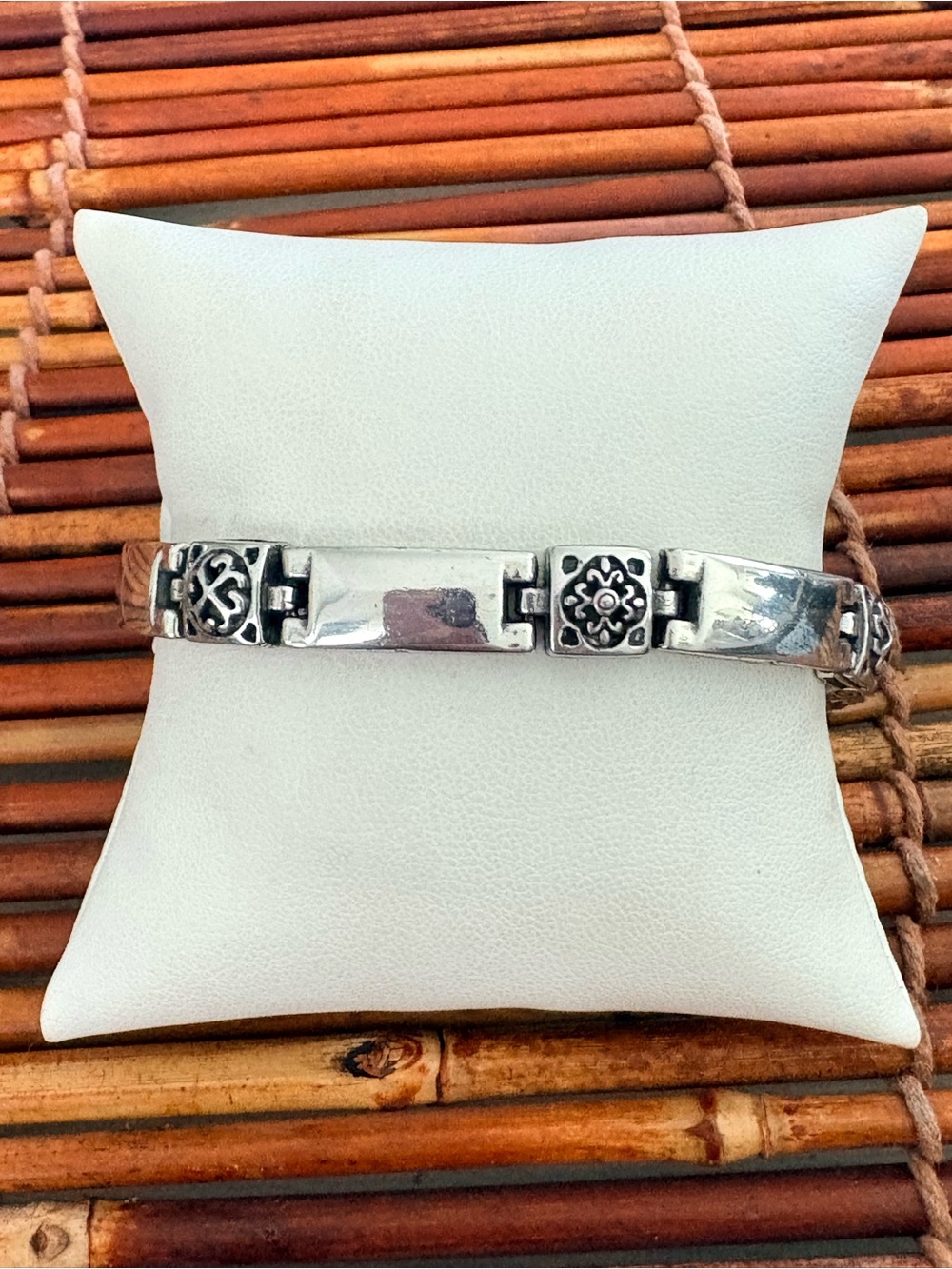 Brighton Vintage Silver Geometric Link Bracelet 7”-8”